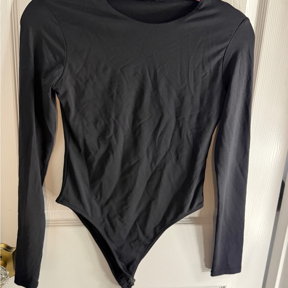 Black Zara Long-Sleeve Bodysuit - Women's Top